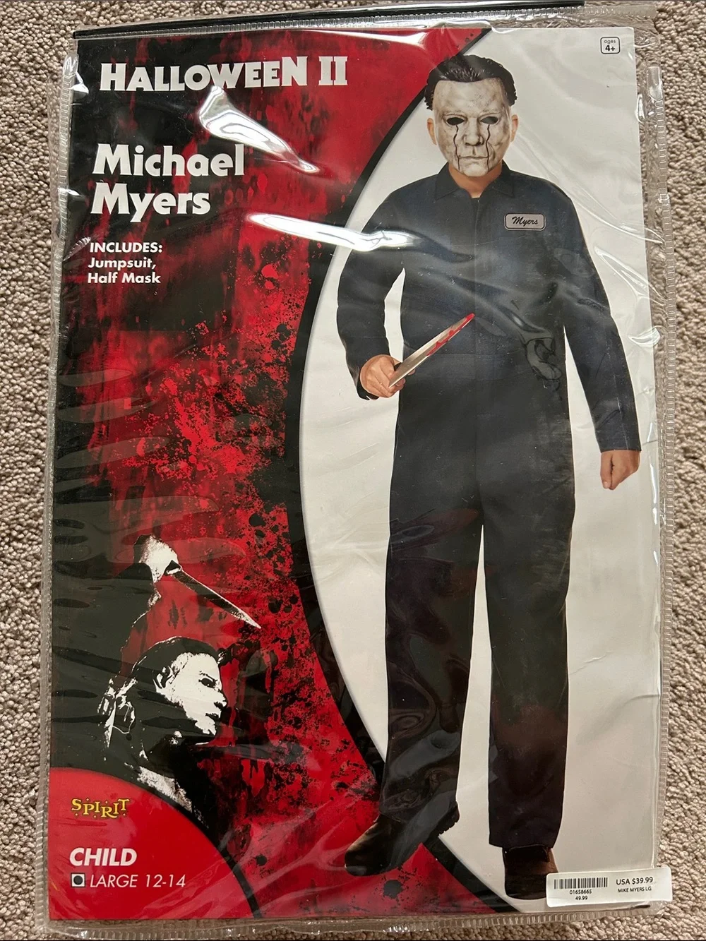 Spirit Youth Large Michael Myers Halloween II Costume - Black